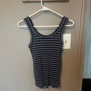Carve Designs Navy and White Striped Tank Top